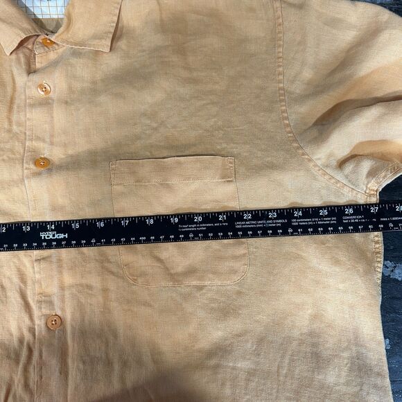 Pronto Uomo Mens Button Down Shirt XXL 100% Linen Orange Breathable Beach Cruise - Picture 5 of 7
